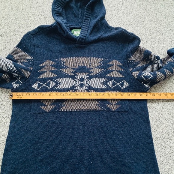 American Eagle Aztec Hoodie Mens M Tall Navy Southwest Boho Knit Sweater - Picture 5 of 9